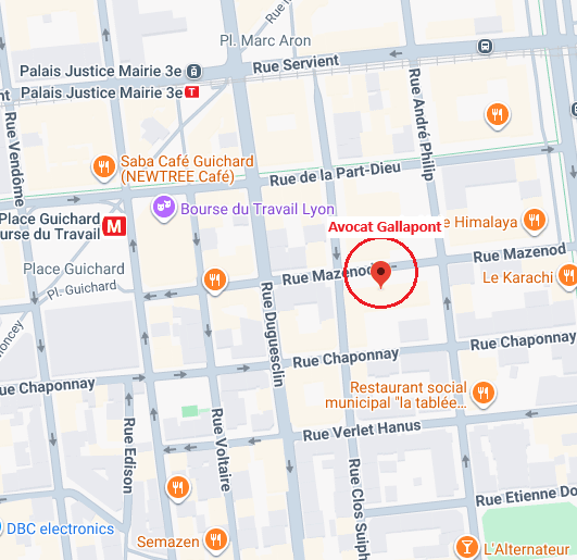 Avocat Gallapont, 114 rue Mazenot 69003 Lyon